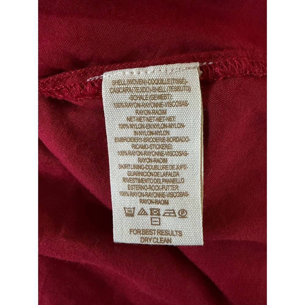 Free People Burgundy Embroidered Mesh Mini Dress M Boho Festival V-Neck Red - Picture 5 of 9